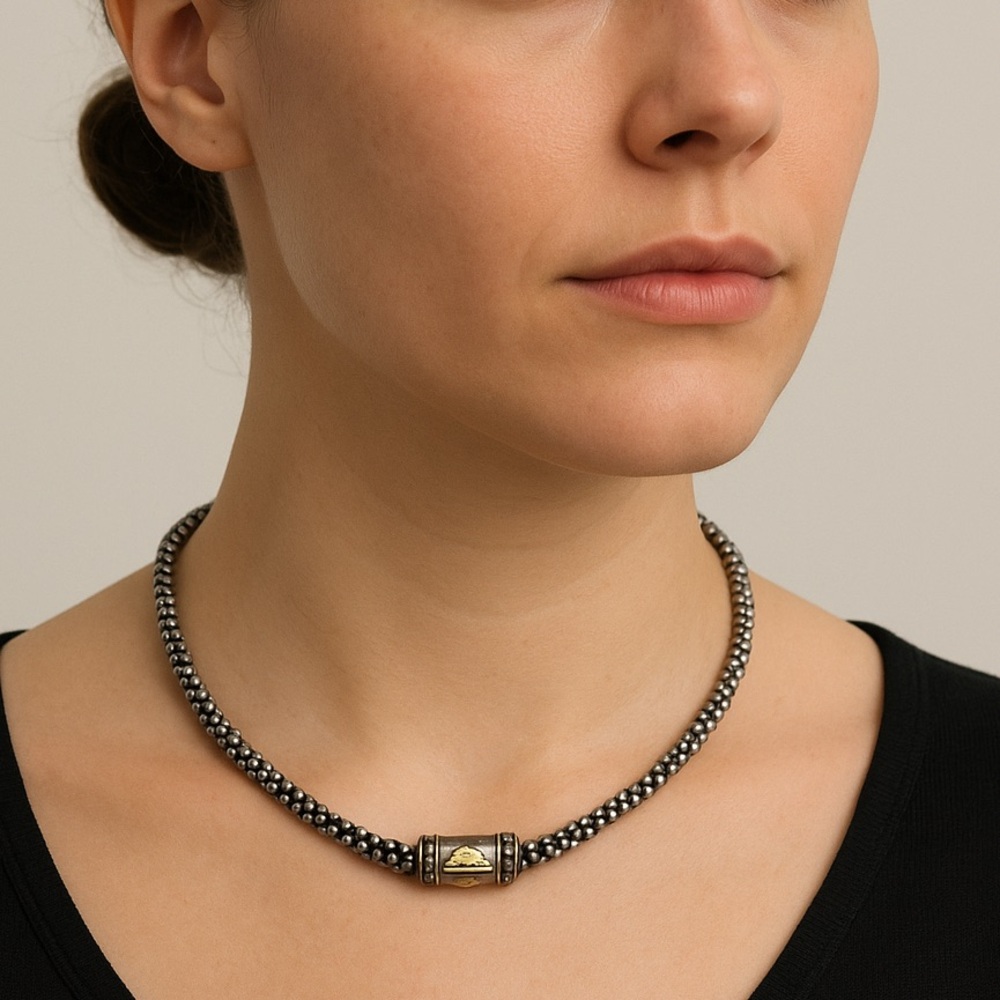 Lagos Caviar Silver & 18 Kt Gold,  Beaded Necklace